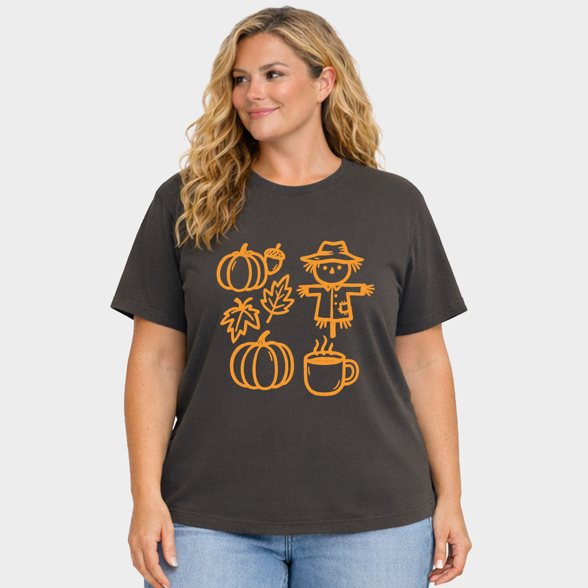 Fall Elements Outline - Women's Plus Garment Dyed Tee