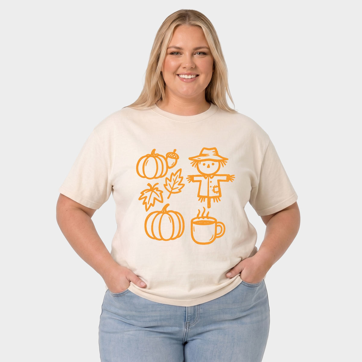 Fall Elements Outline - Women's Plus Garment Dyed Tee