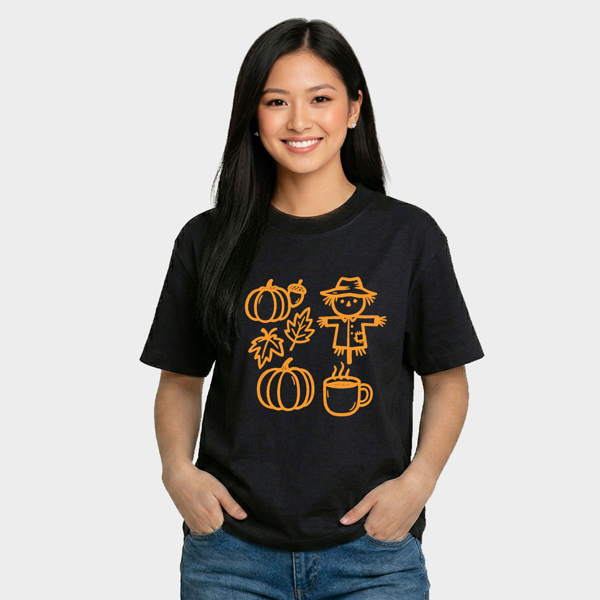 Fall Elements Outline - Women's Relaxed Boxy Tee
