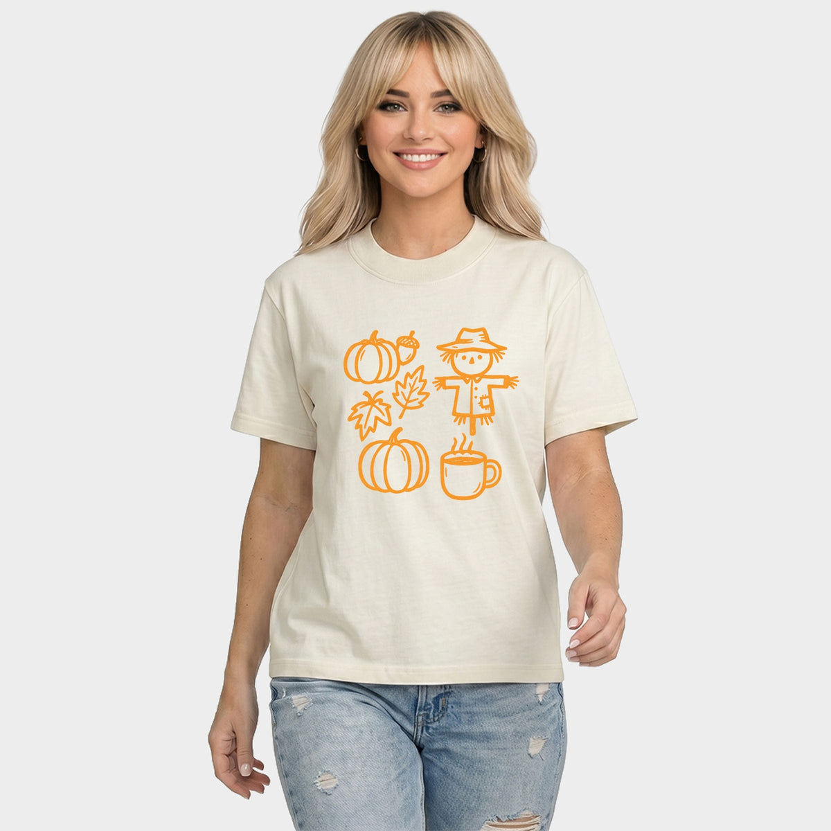 Fall Elements Outline - Women's Relaxed Boxy Tee
