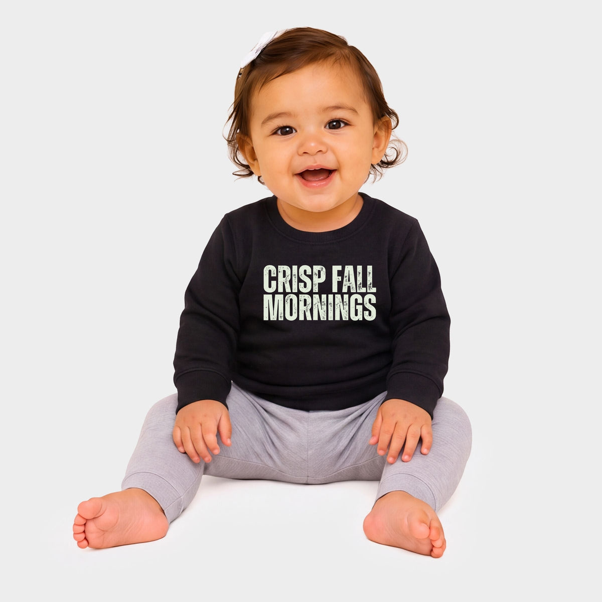 Crisp Fall Mornings Distressed - Infant Crew Fleece Sweatshirt