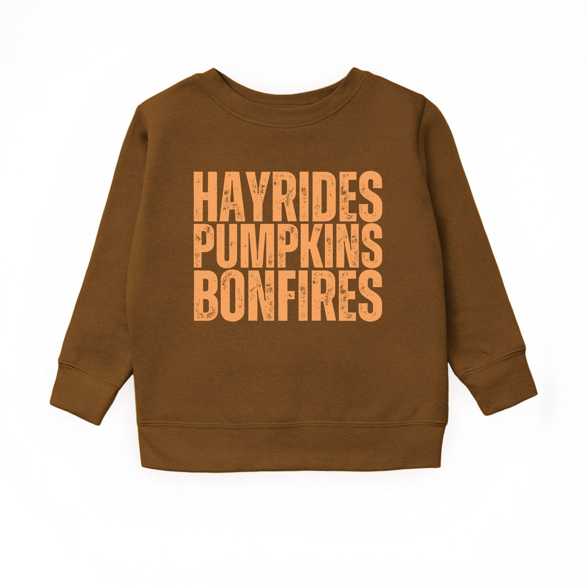 Hayrides Pumpkins Bonfires Distressed - Youth Graphic Sweatshirt