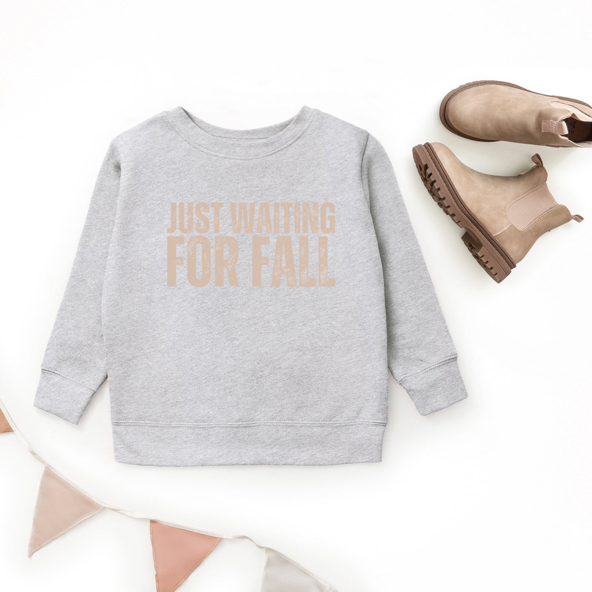 Just Waiting For Fall Distressed - Youth Graphic Sweatshirt