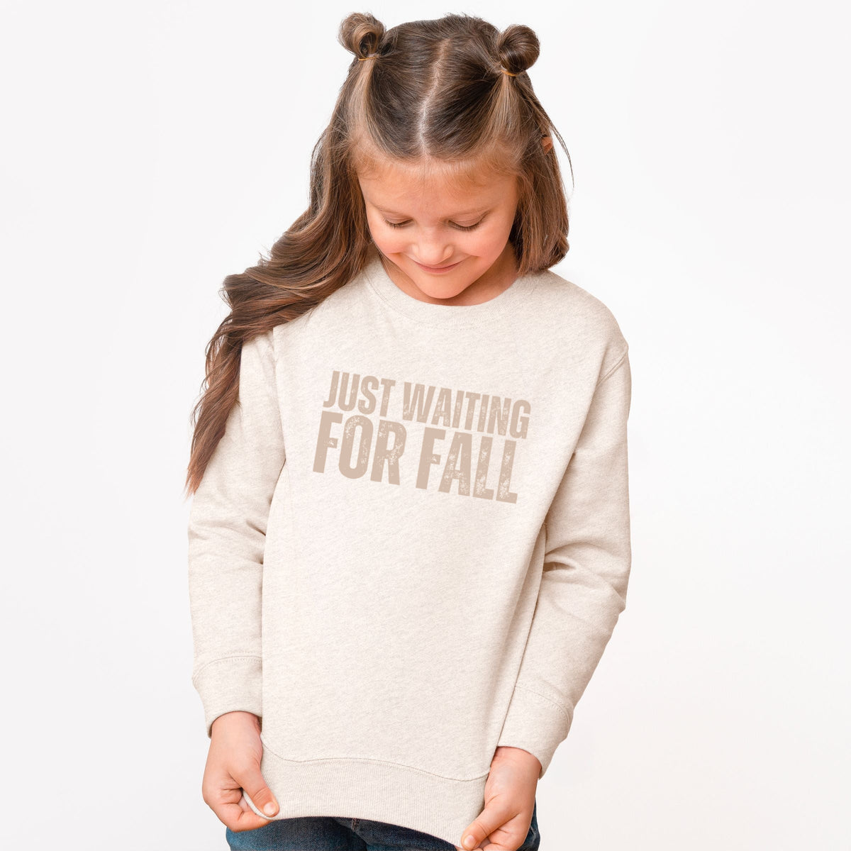 Just Waiting For Fall Distressed - Youth Graphic Sweatshirt