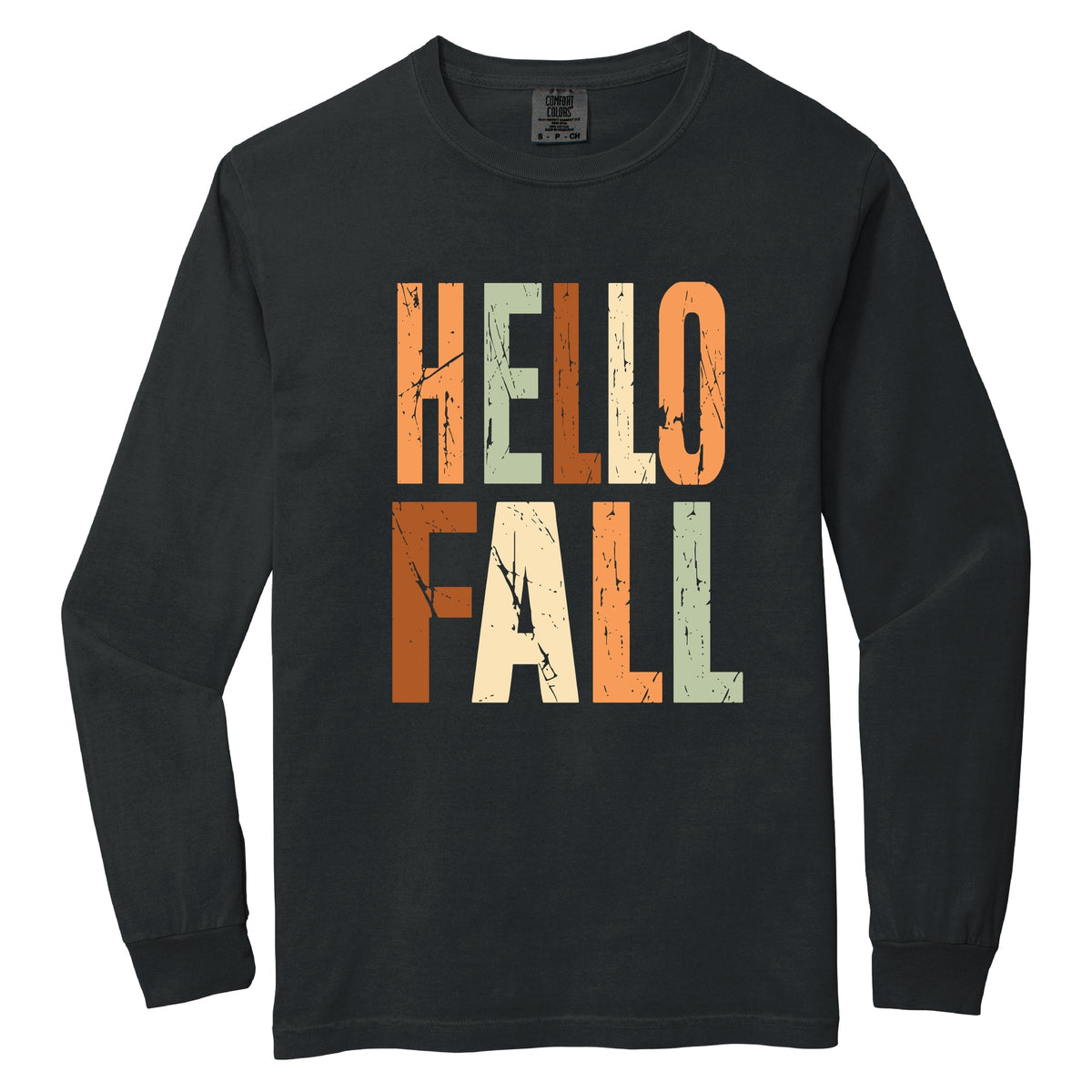 Hello Fall Autumn Colors - Women's Garment Dyed Long Sleeve Graphic T-Shirt
