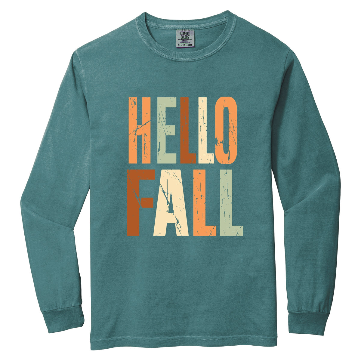 Hello Fall Autumn Colors - Women's Garment Dyed Long Sleeve Graphic T-Shirt