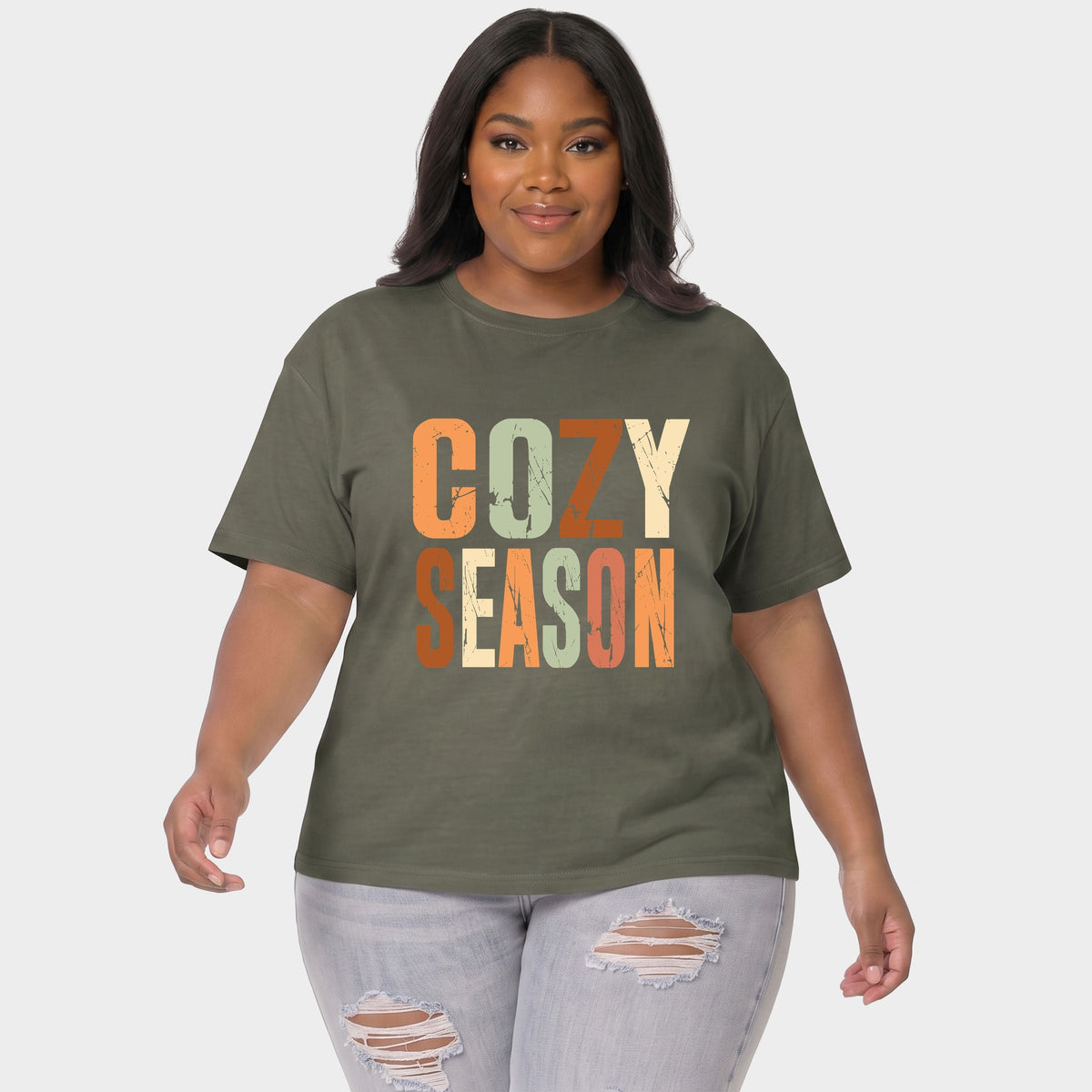 Cozy Season Fall Colors - Women's Plus Garment Dyed Tee