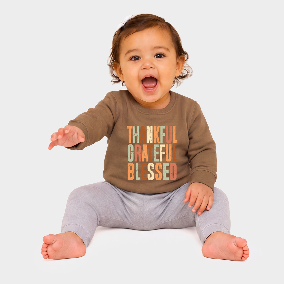 Thankful Grateful Blessed Fall Colors - Infant Crew Fleece Sweatshirt