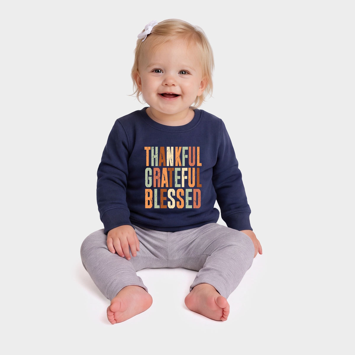 Thankful Grateful Blessed Fall Colors - Infant Crew Fleece Sweatshirt