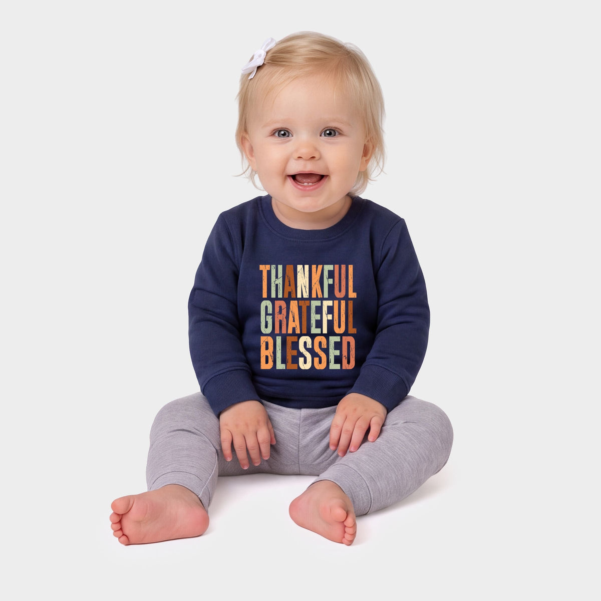 Thankful Grateful Blessed Fall Colors - Infant Crew Fleece Sweatshirt