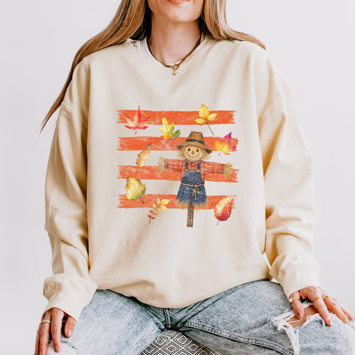 Scarecrow Stripes Distressed - Women's Lightweight Garment Dyed Sweatshirt