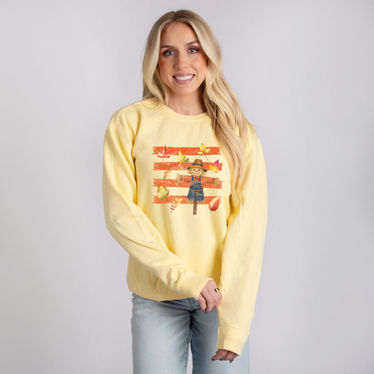 Scarecrow Stripes Distressed - Women's Lightweight Garment Dyed Sweatshirt