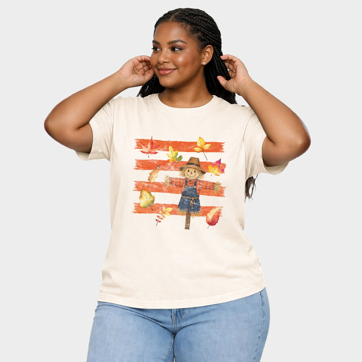 Scarecrow Stripes Distressed - Women's Plus Garment Dyed Tee