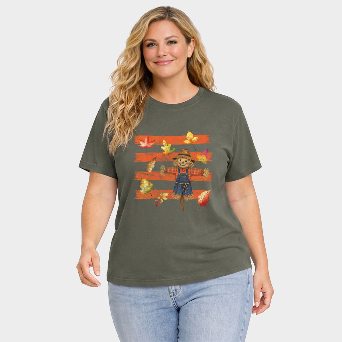Scarecrow Stripes Distressed - Women's Plus Garment Dyed Tee