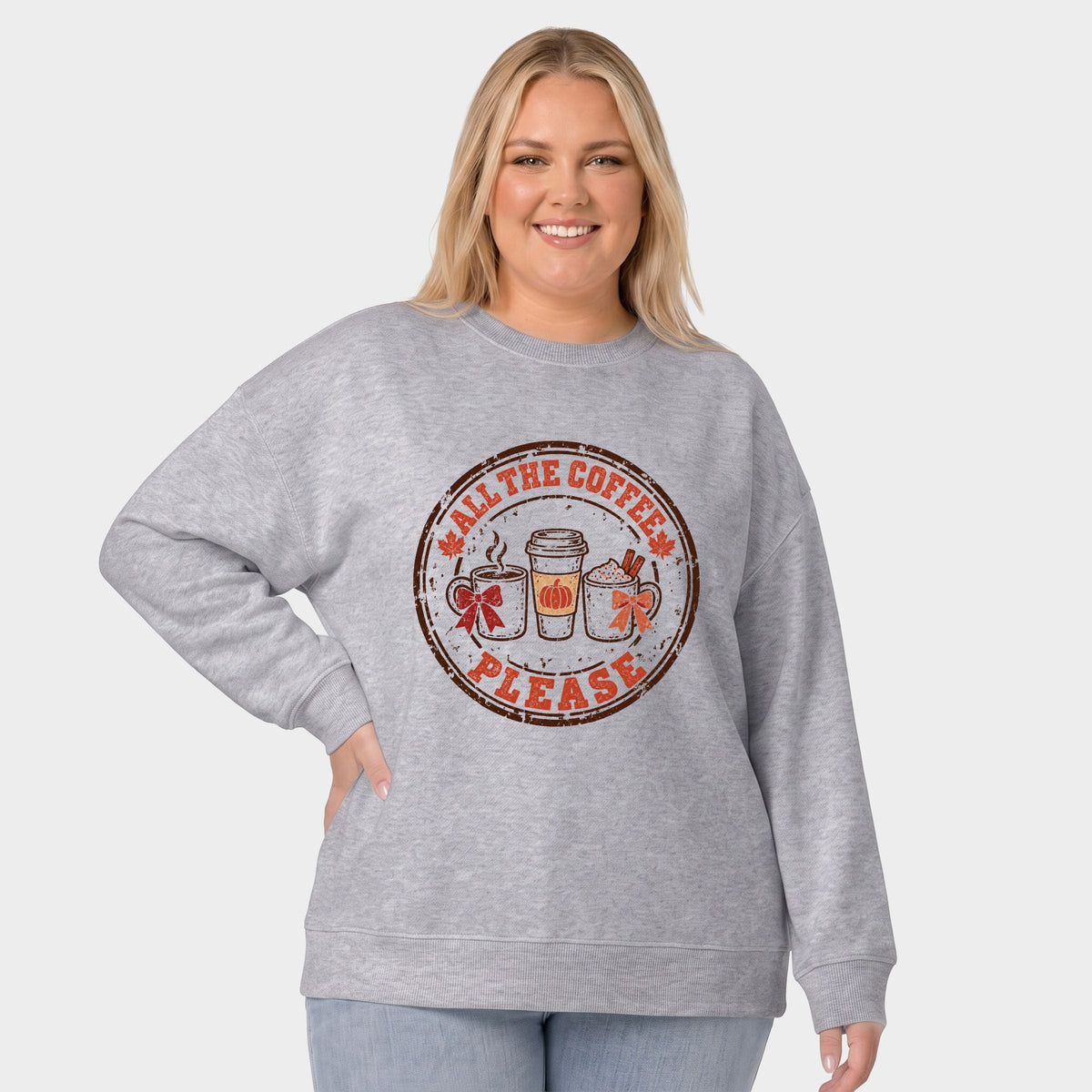 All The Coffee Please Pumpkin - Women's Plus Sweatshirt
