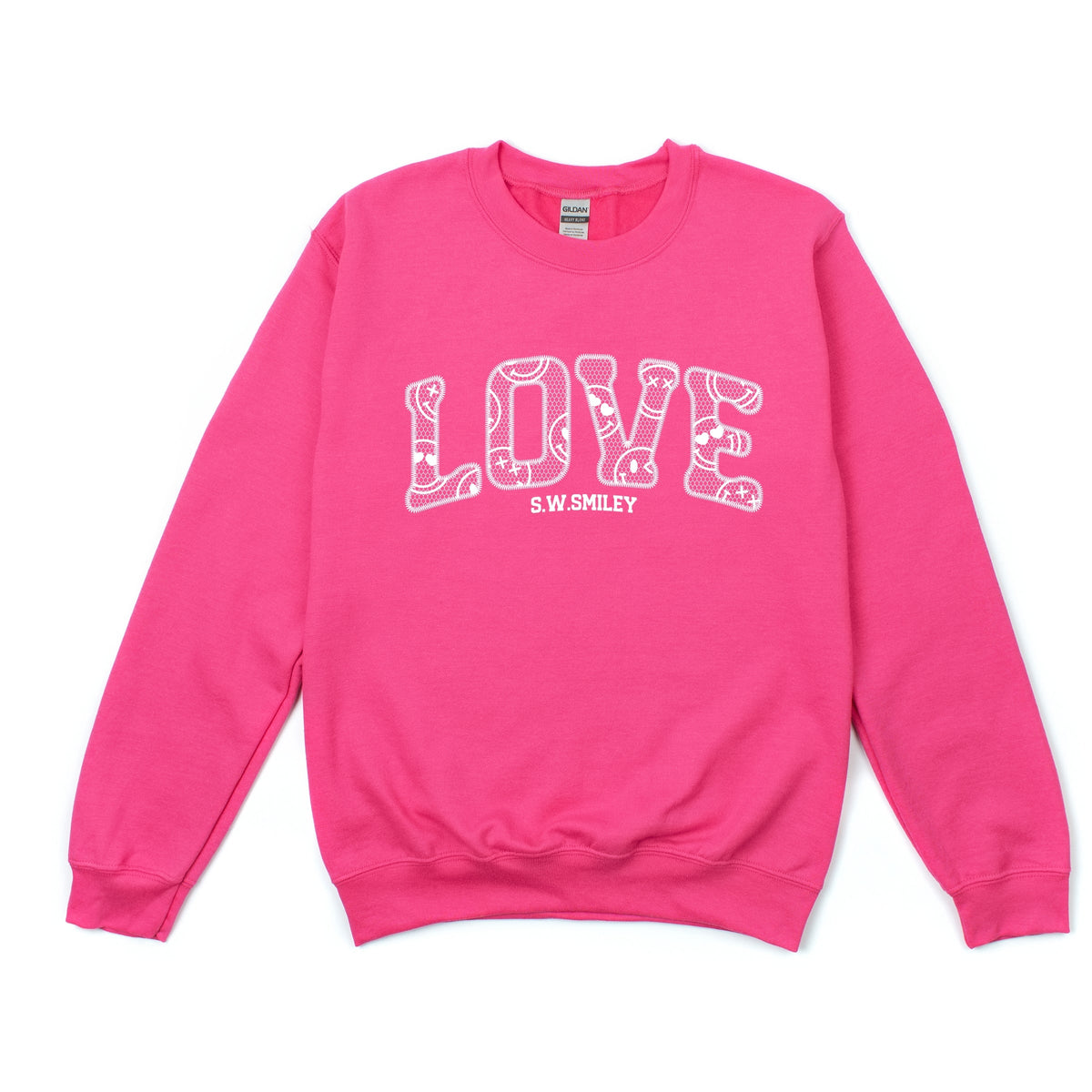S.W.Smiley Love Faux Lace -  Women's Graphic Sweatshirt