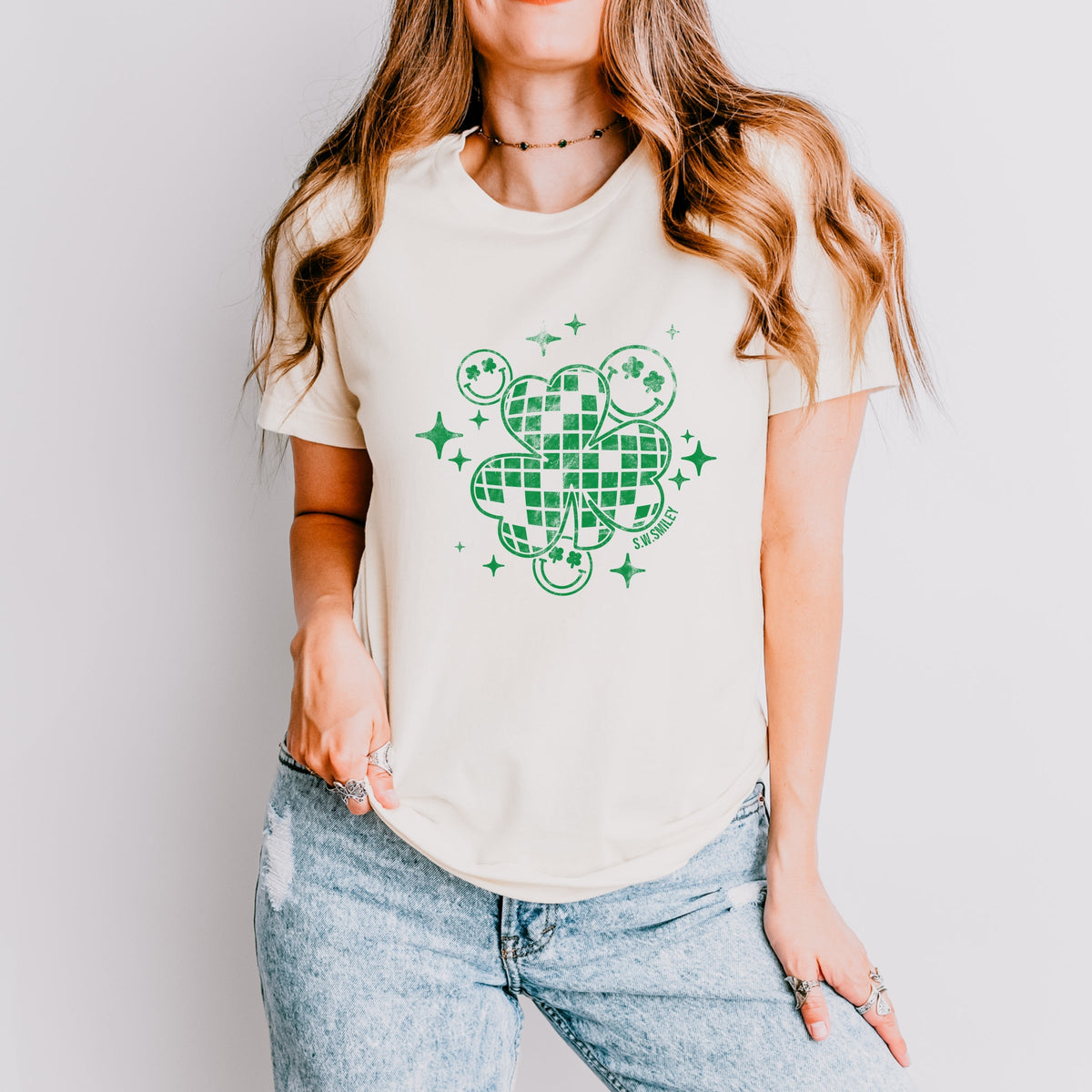 S.W.Smiley Disco Clover - Women's Short Sleeve Graphic T-Shirt
