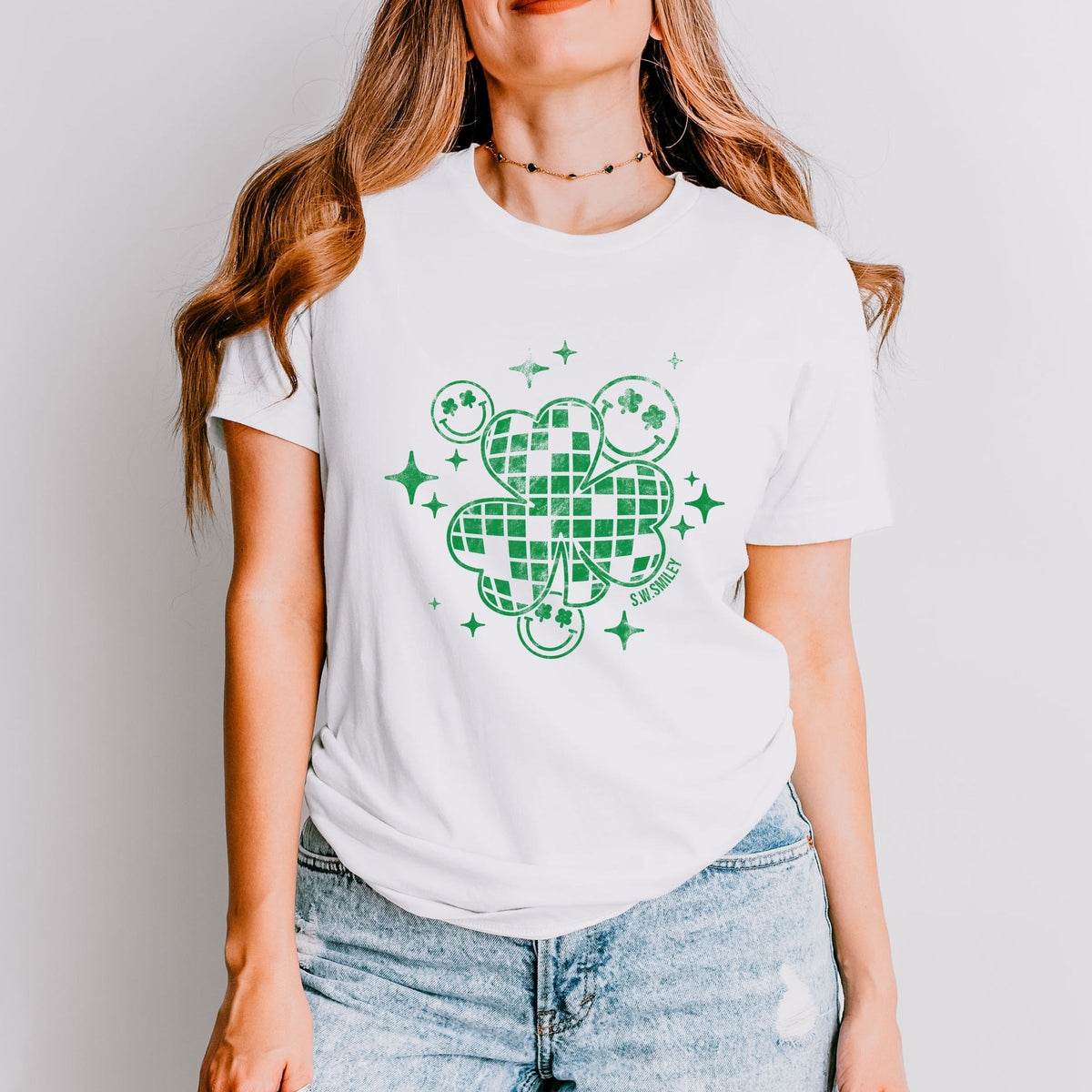 S.W.Smiley Disco Clover - Women's Short Sleeve Graphic T-Shirt