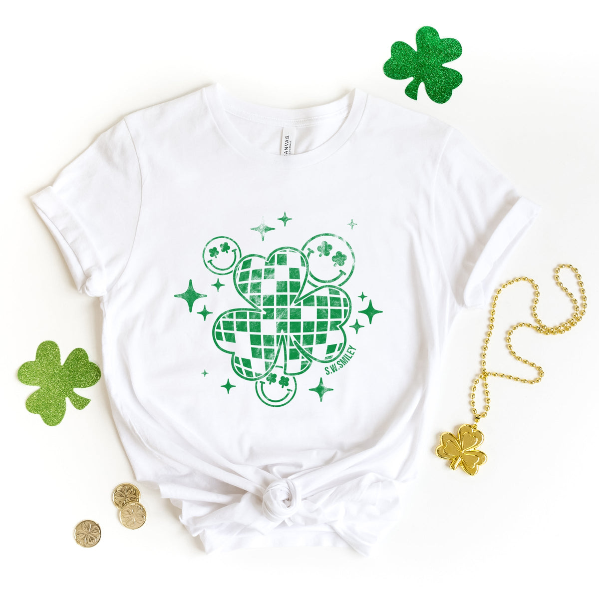S.W.Smiley Disco Clover - Women's Short Sleeve Graphic T-Shirt