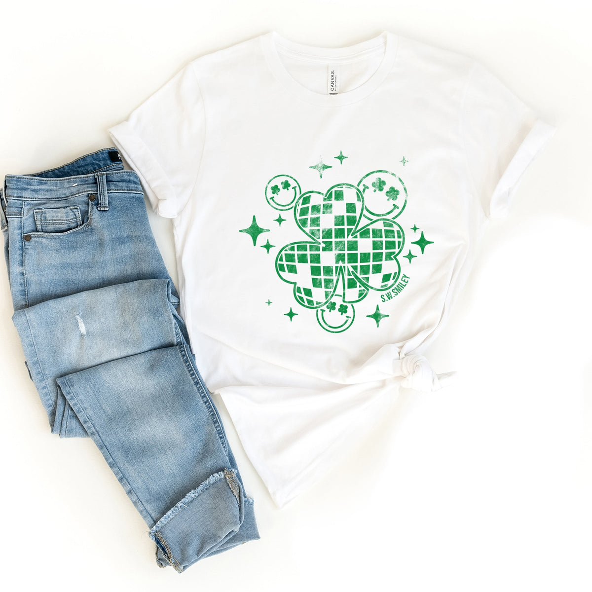 S.W.Smiley Disco Clover - Women's Short Sleeve Graphic T-Shirt