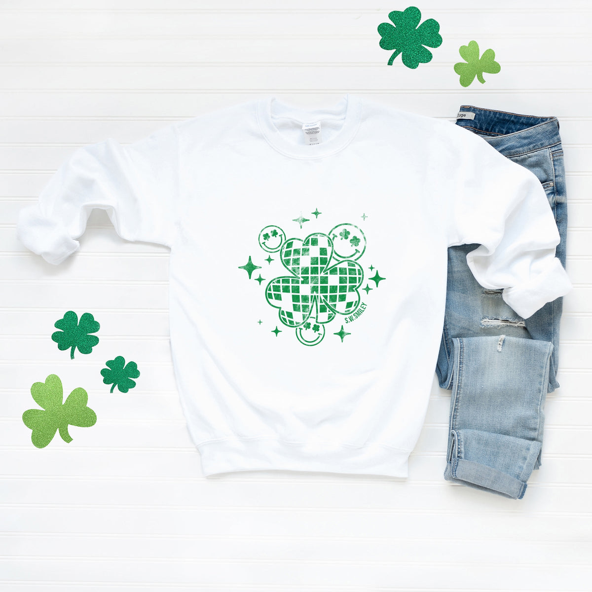 S.W.Smiley Disco Clover - Women's Graphic Sweatshirt