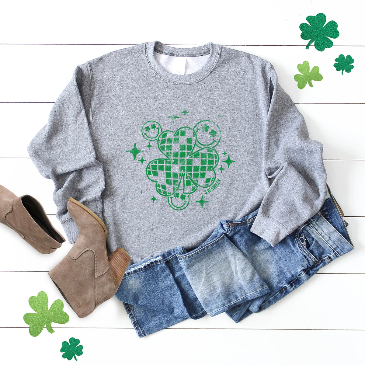S.W.Smiley Disco Clover - Women's Graphic Sweatshirt