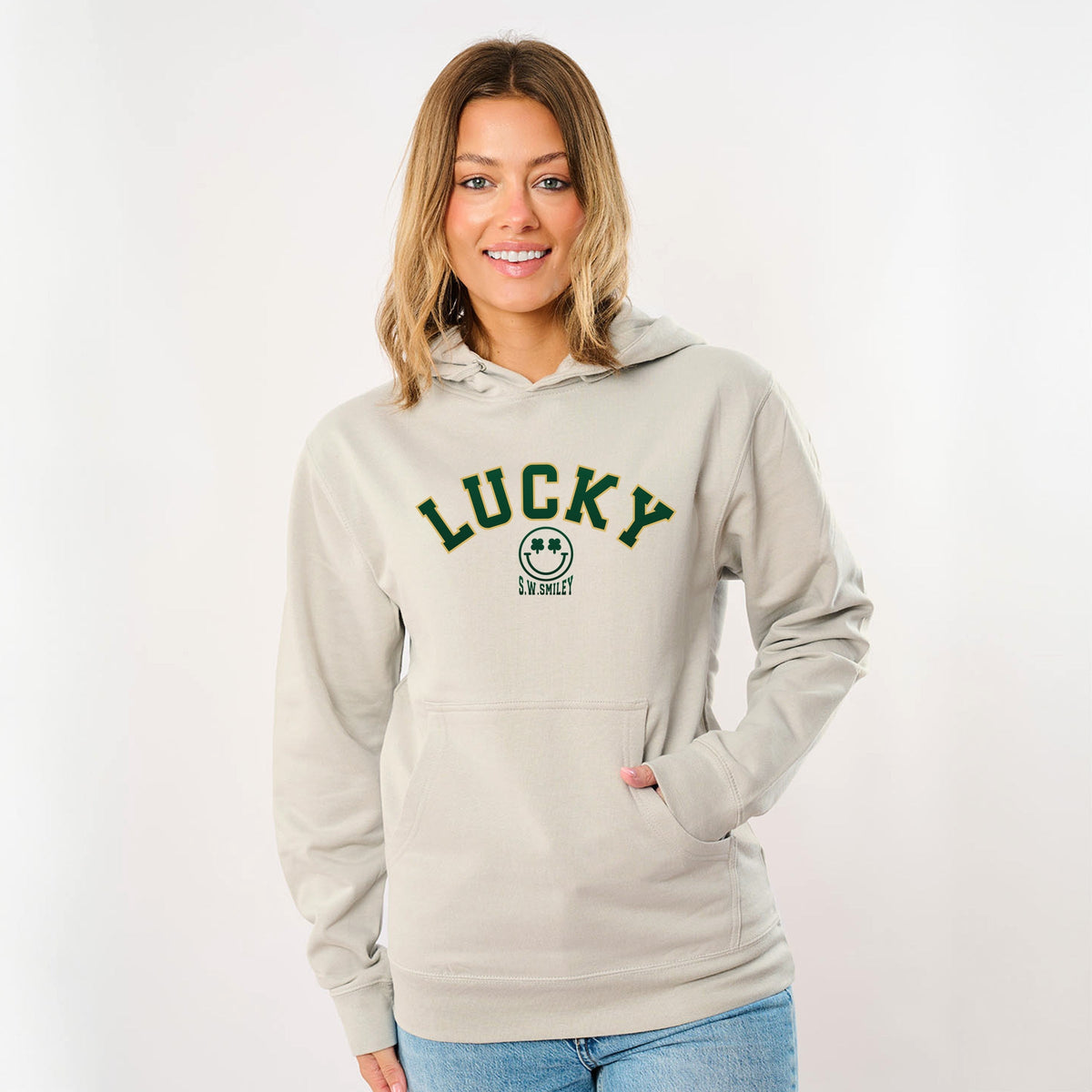 S.W.Smiley Lucky Varsity Arched - Women's Graphic Hoodie