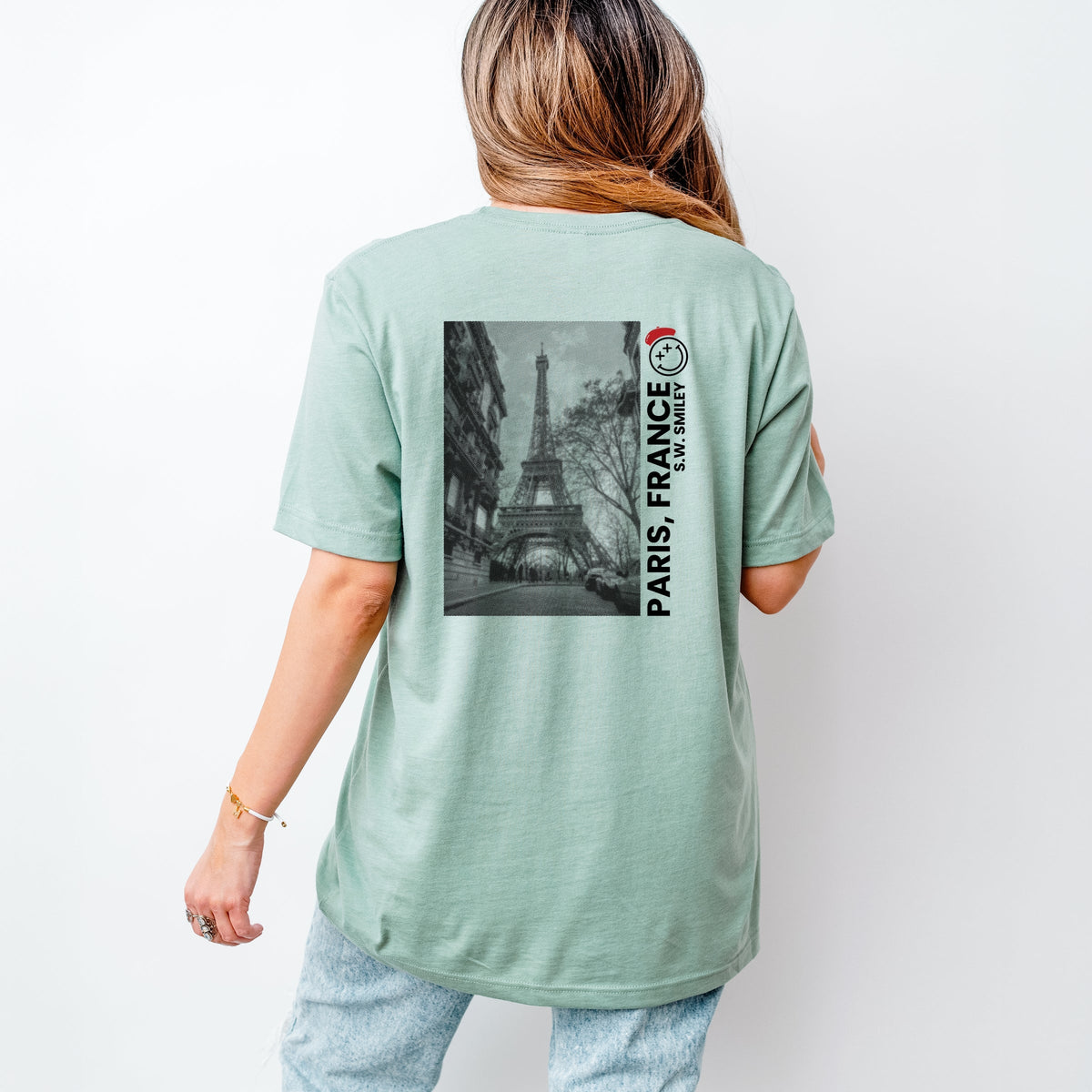 S.W.Smiley Halftone Paris - Women's Short Sleeve Graphic T-Shirt