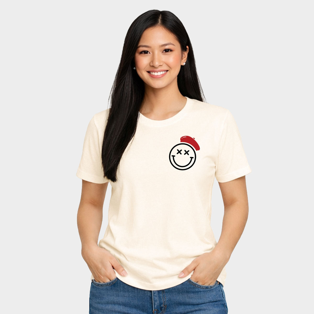 S.W.Smiley Halftone Paris - Women's Short Sleeve Graphic T-Shirt