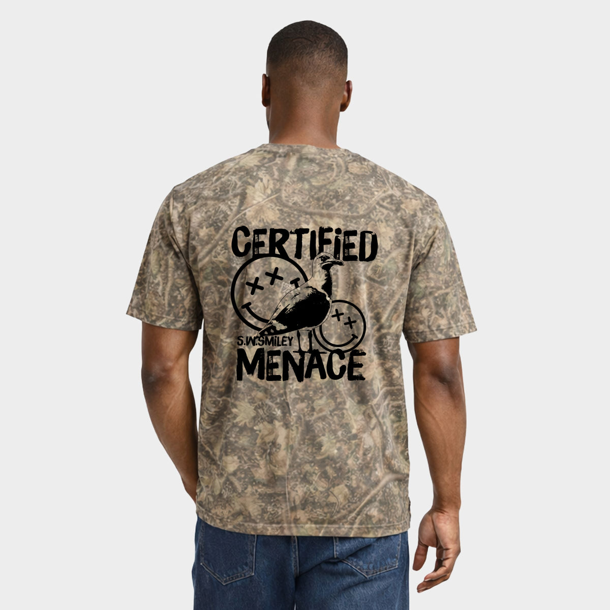 S.W.Smiley Certified Menace  - Men's Heavyweight Camo Tee