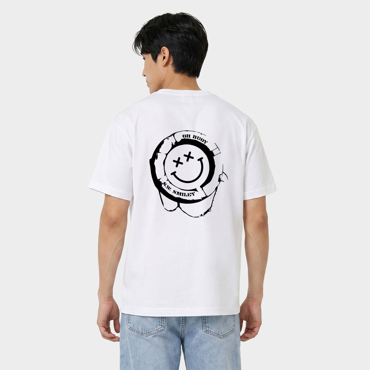 S.W.Smiley Oh Buoy - Men's Garment Dyed Graphic T-Shirt