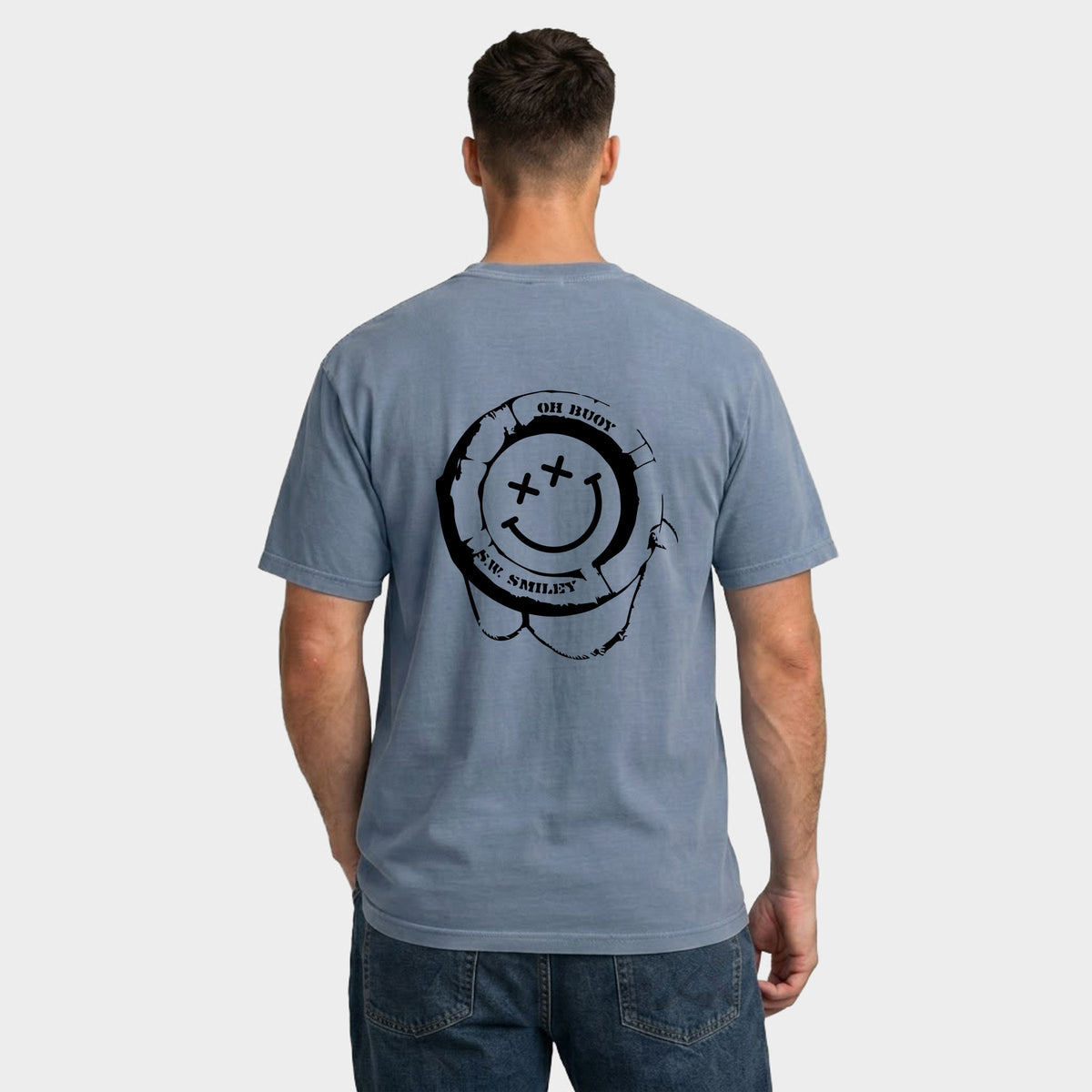 S.W.Smiley Oh Buoy - Men's Garment Dyed Graphic T-Shirt