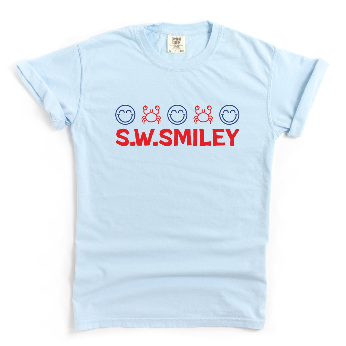 S.W.Smiley Crab Row - Women's Garment Dyed Graphic T-Shirt