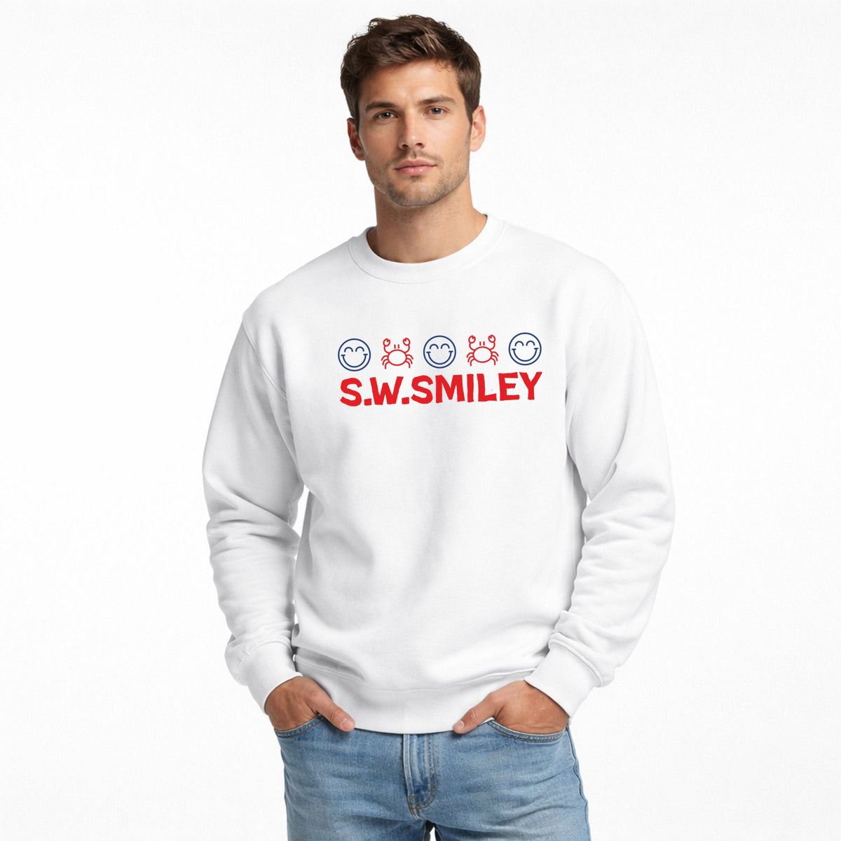 S.W.Smiley Crab Row - Men's Graphic Sweatshirt