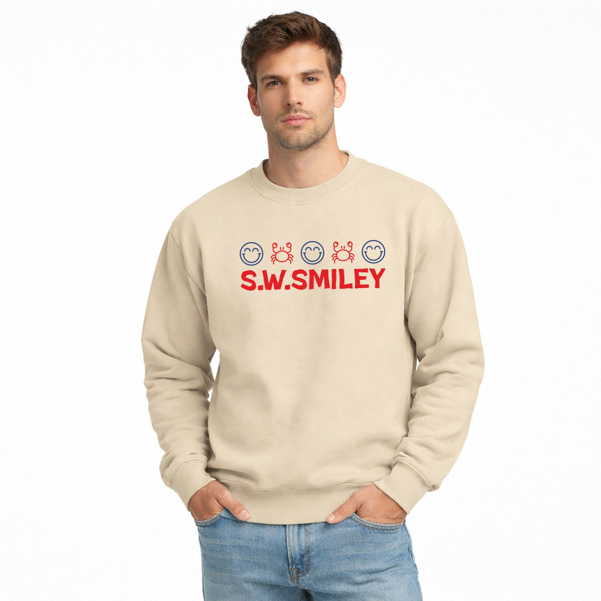S.W.Smiley Crab Row - Men's Graphic Sweatshirt