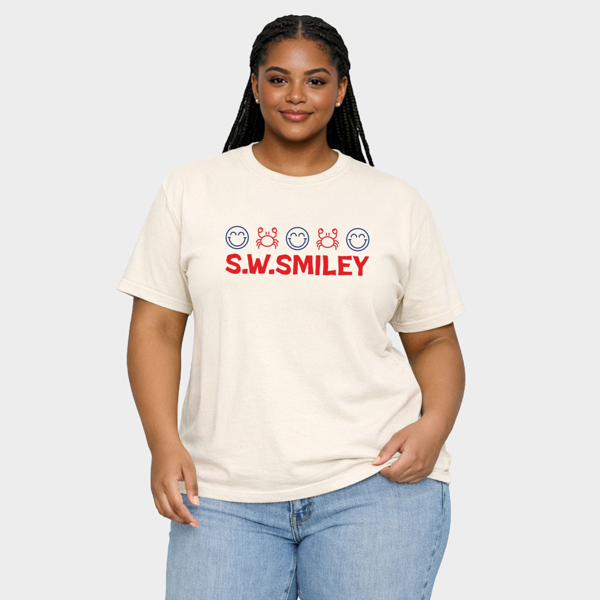 S.W.Smiley Crab Row - Women's Plus Garment Dyed Tee