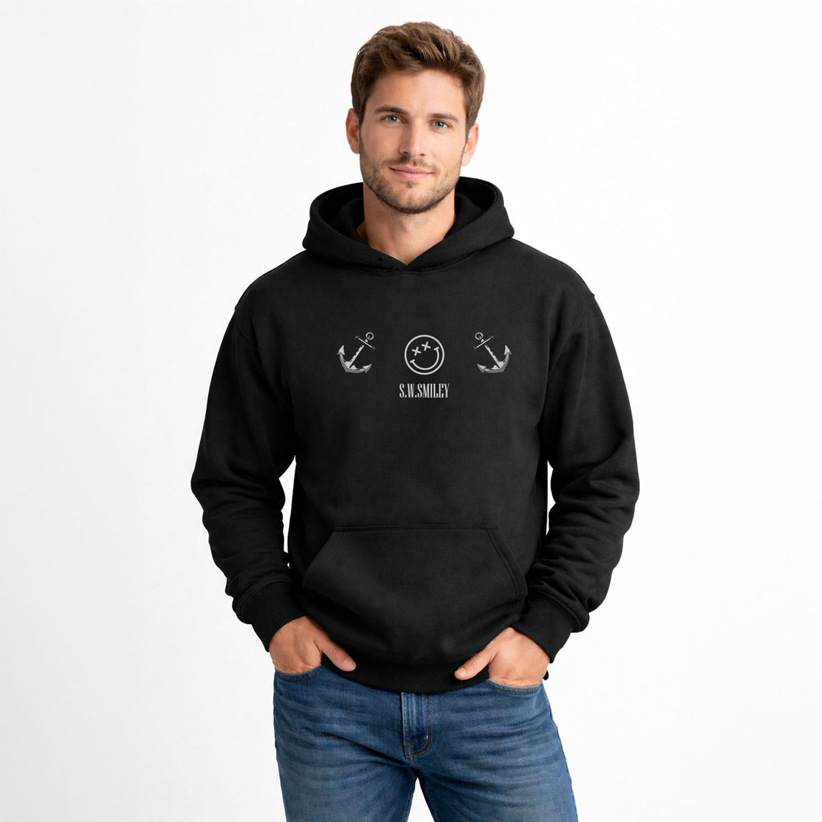 S.W.Smiley Anchor Row - Men's Graphic Hoodie