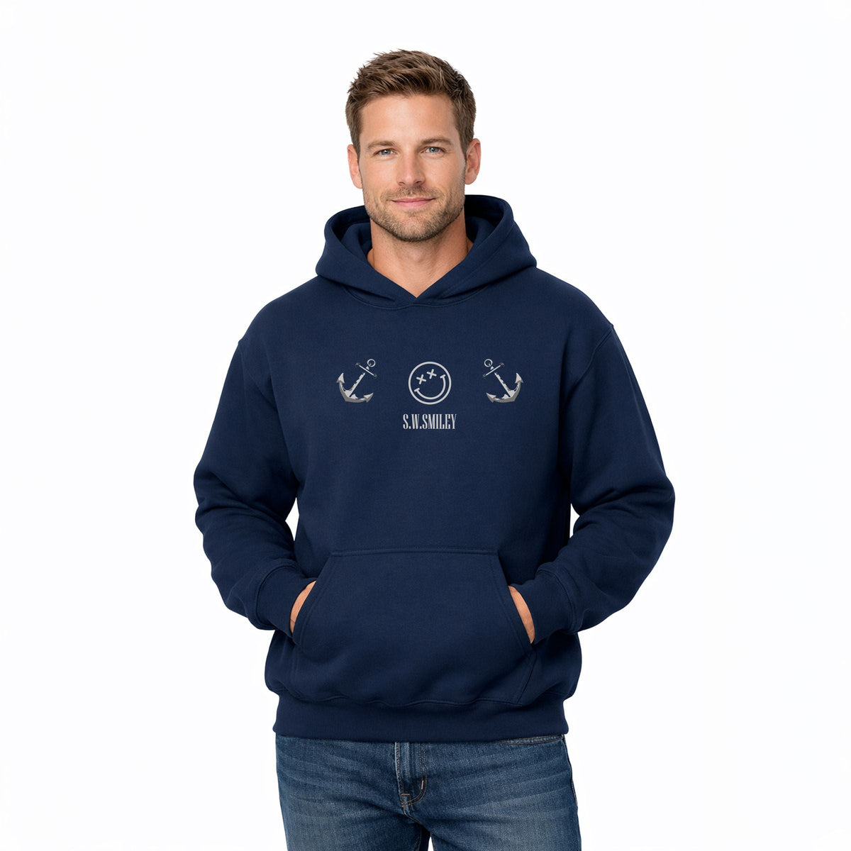 S.W.Smiley Anchor Row - Men's Graphic Hoodie