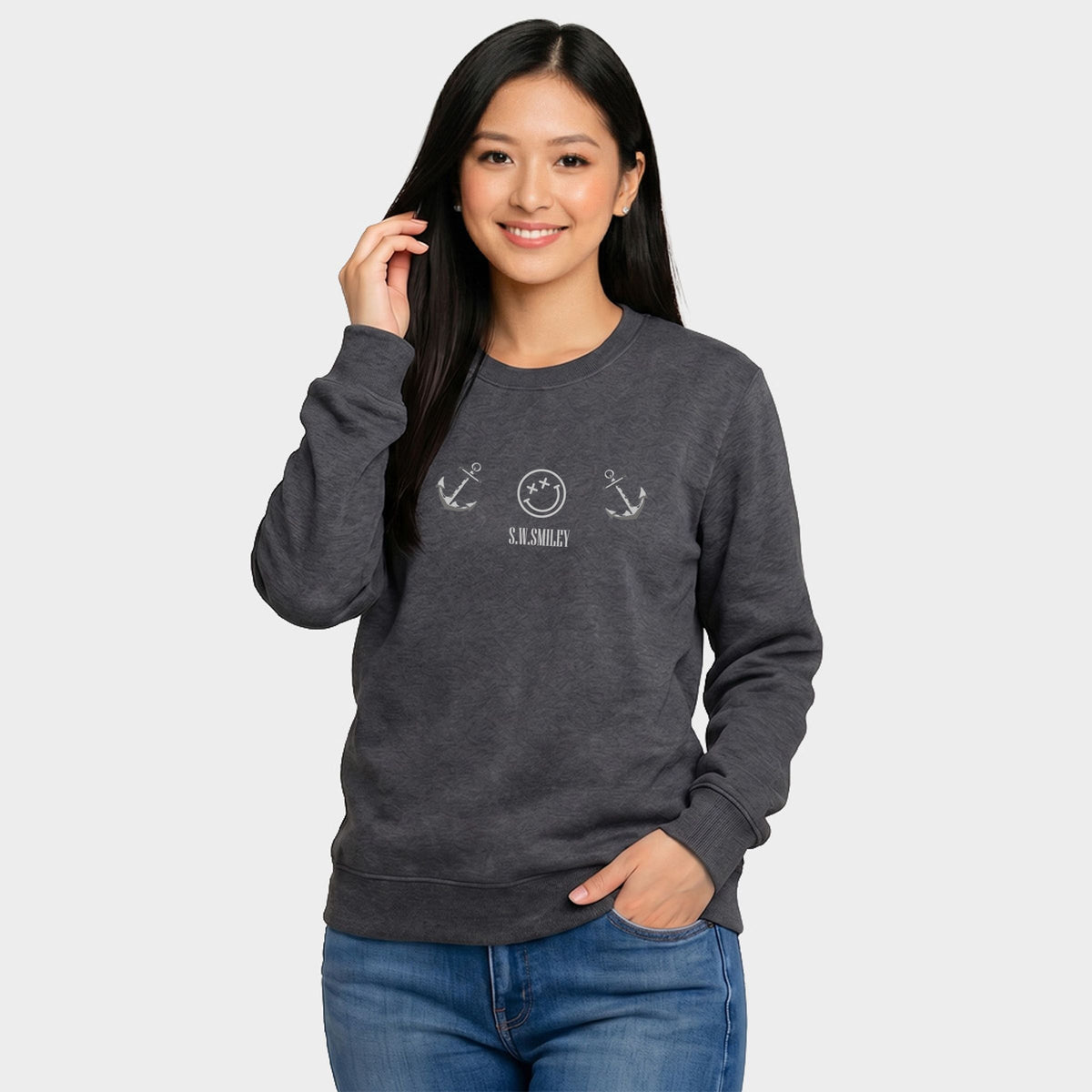 S.W.Smiley Anchor Row - Women's Graphic Sweatshirt