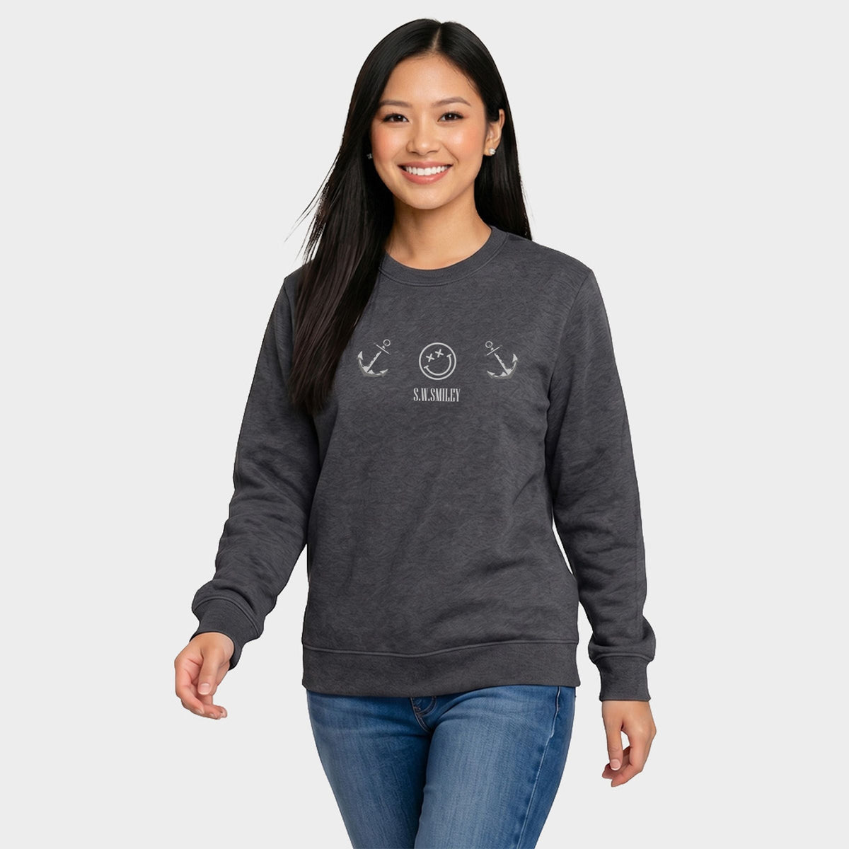 S.W.Smiley Anchor Row - Women's Graphic Sweatshirt