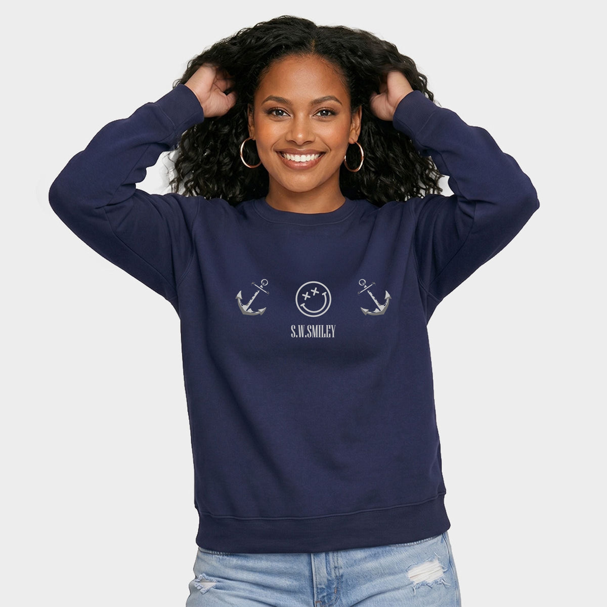 S.W.Smiley Anchor Row - Women's Graphic Sweatshirt