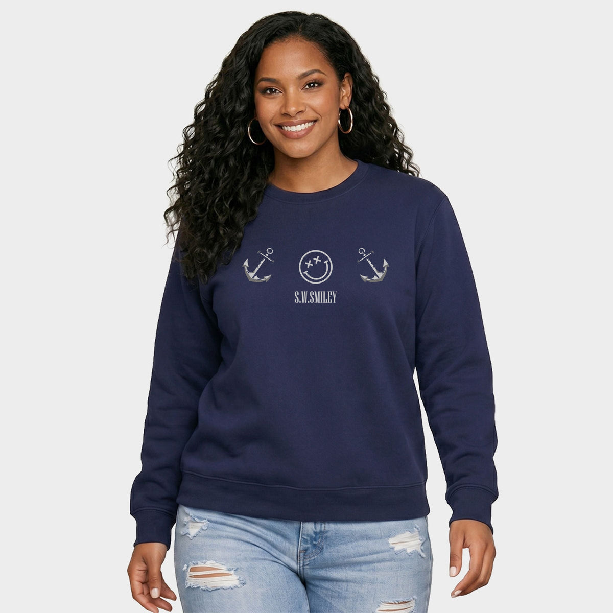 S.W.Smiley Anchor Row - Women's Graphic Sweatshirt