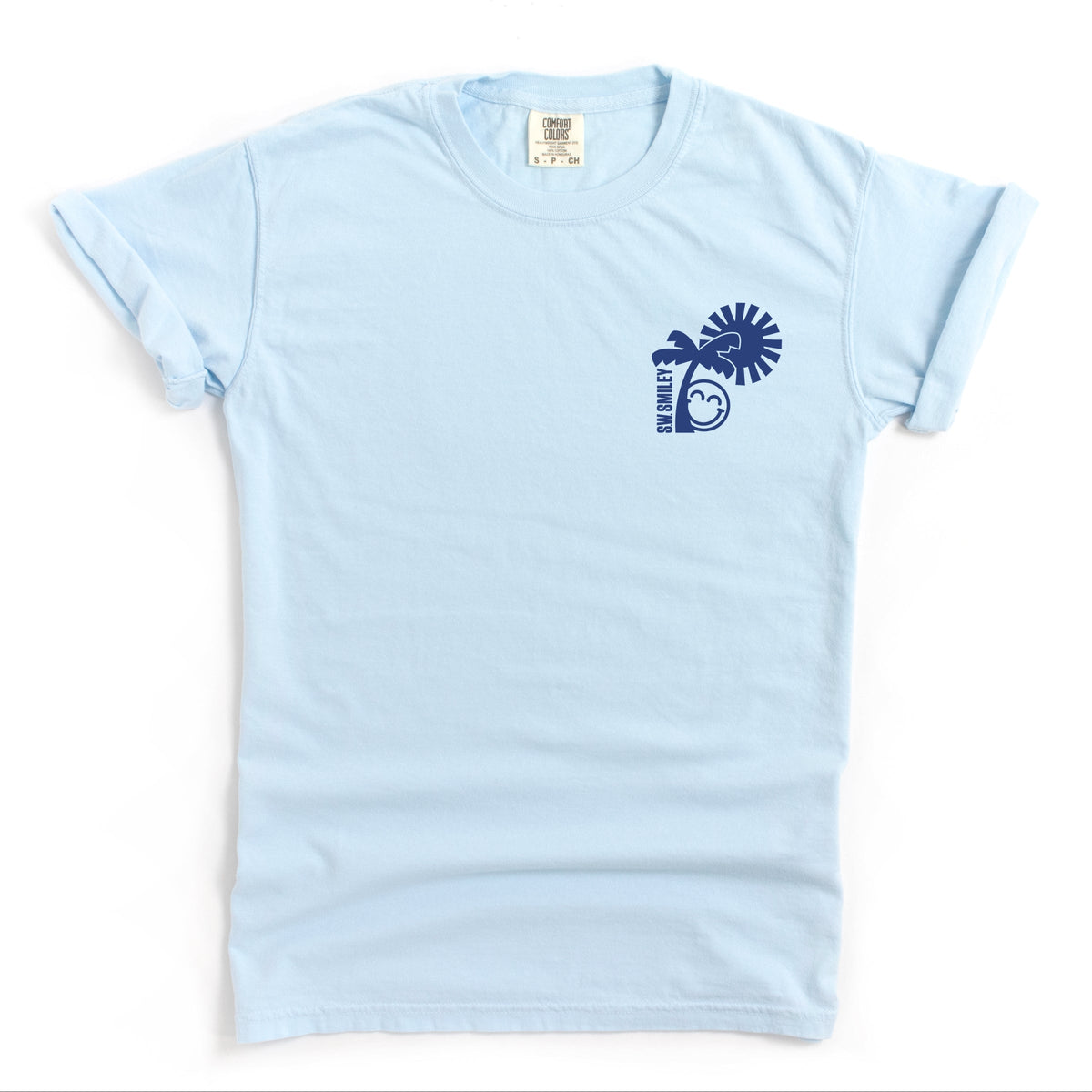 S.W.Smiley Palm Tree Sun - Women's Garment Dyed Graphic T-Shirt