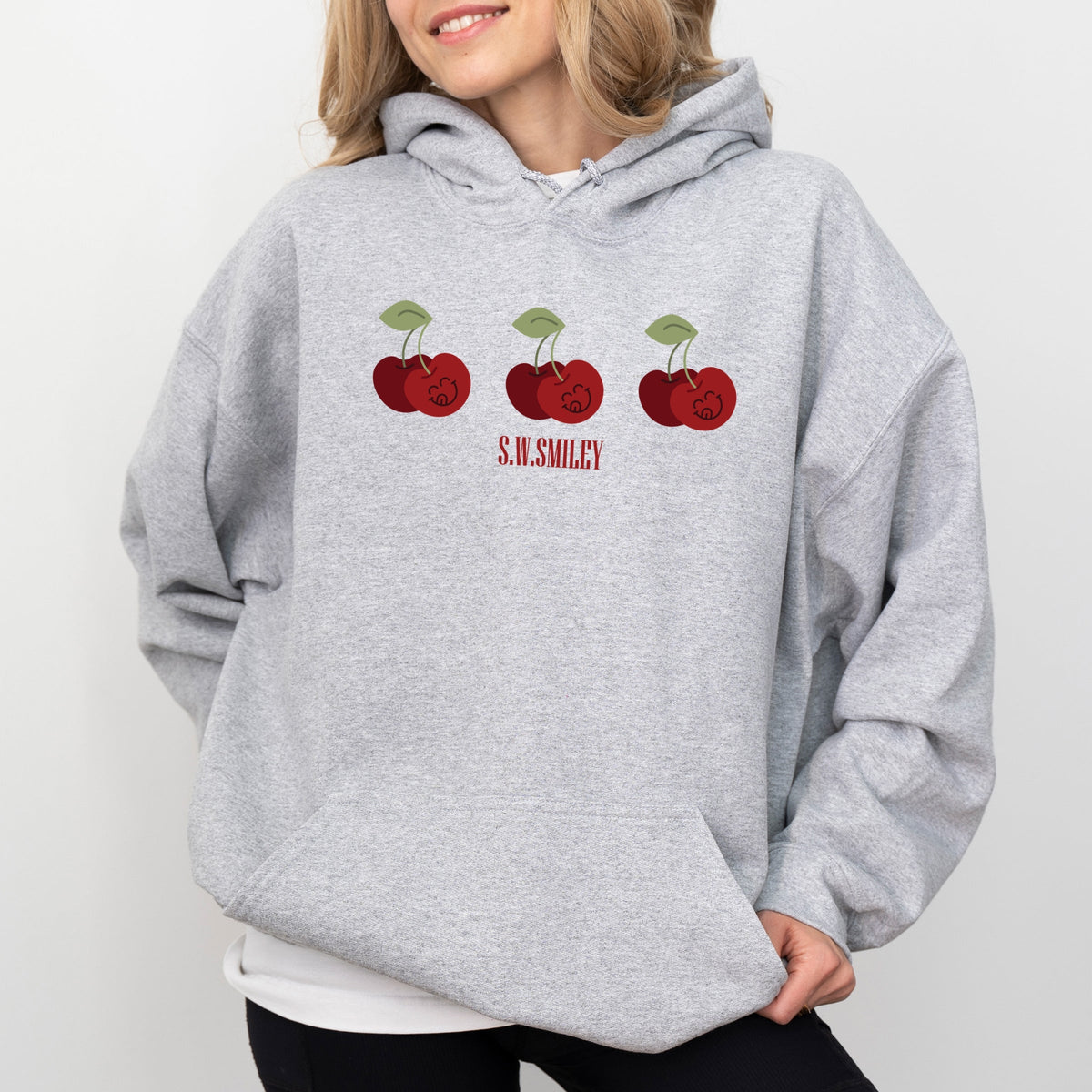 S.W.Smiley Cherry Face Row - Women's Graphic Hoodie