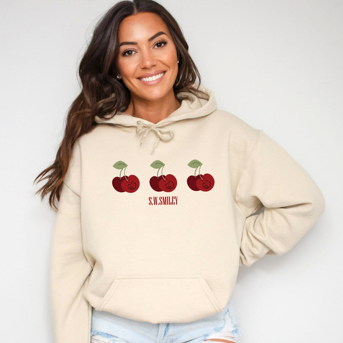 S.W.Smiley Cherry Face Row - Women's Graphic Hoodie