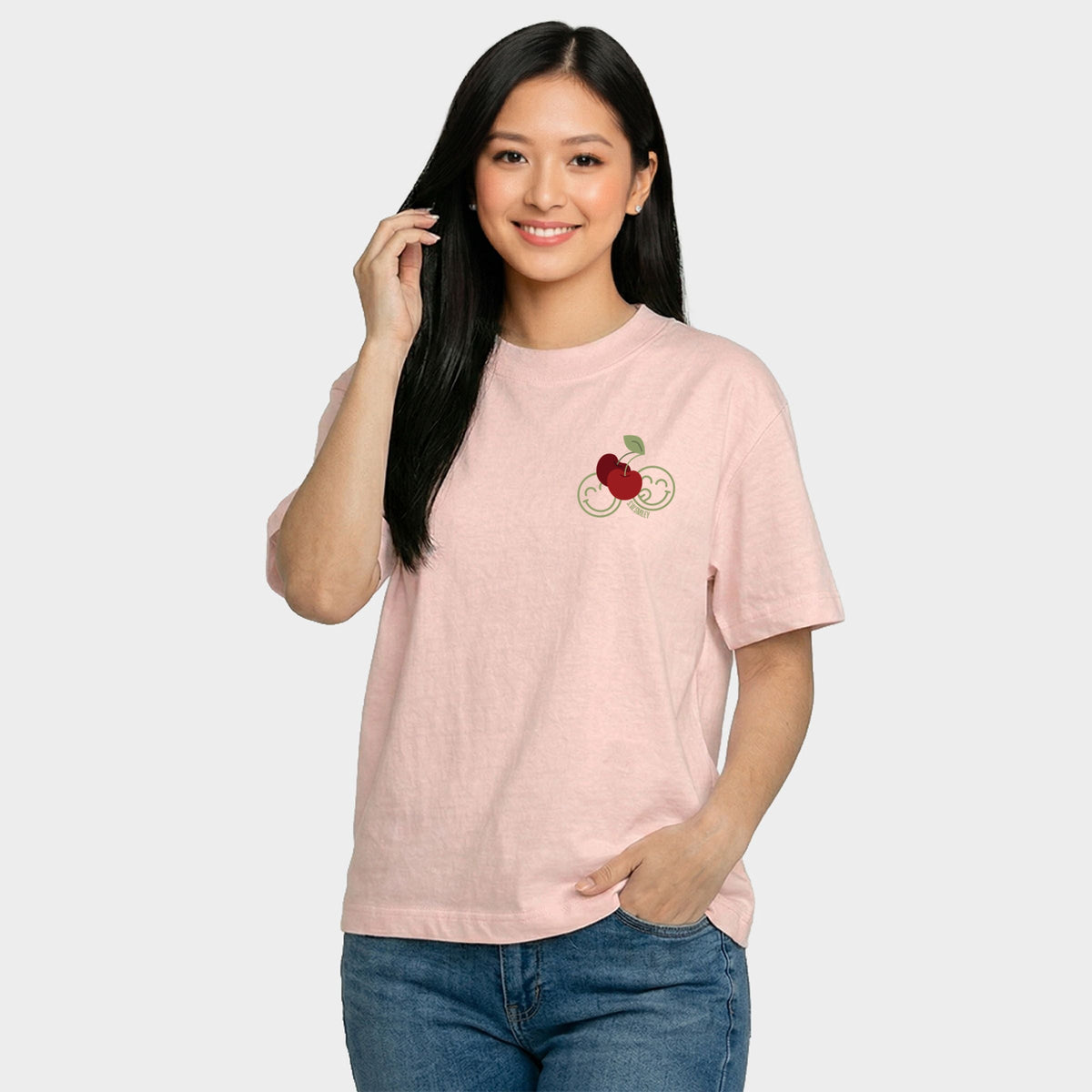 S.W.Smiley Cherry Bunch - Women's Relaxed Boxy Tee