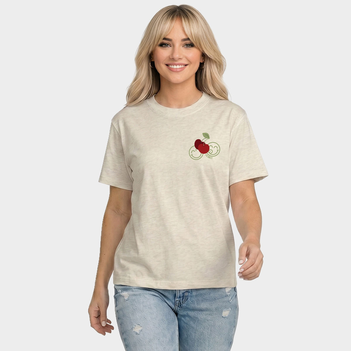S.W.Smiley Cherry Bunch - Women's Relaxed Boxy Tee