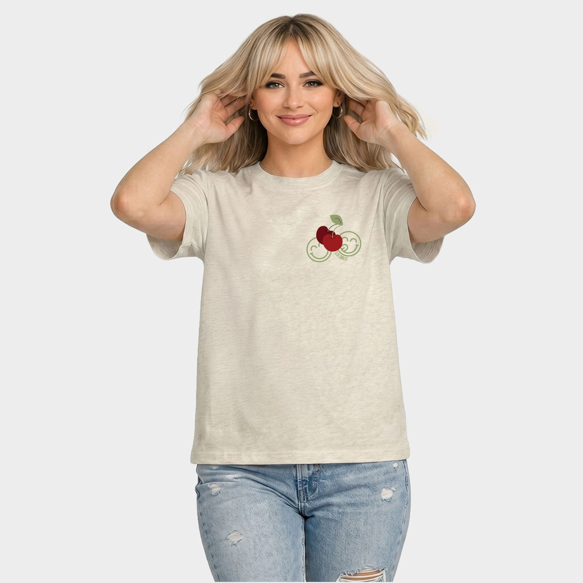 S.W.Smiley Cherry Bunch - Women's Relaxed Boxy Tee