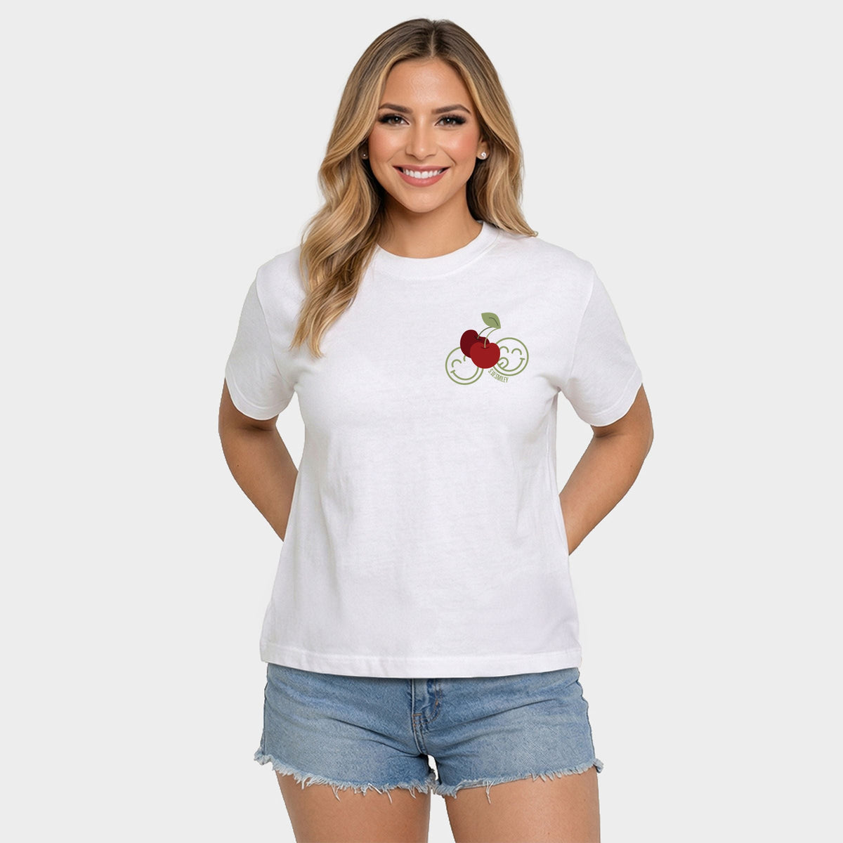 S.W.Smiley Cherry Bunch - Women's Relaxed Boxy Tee