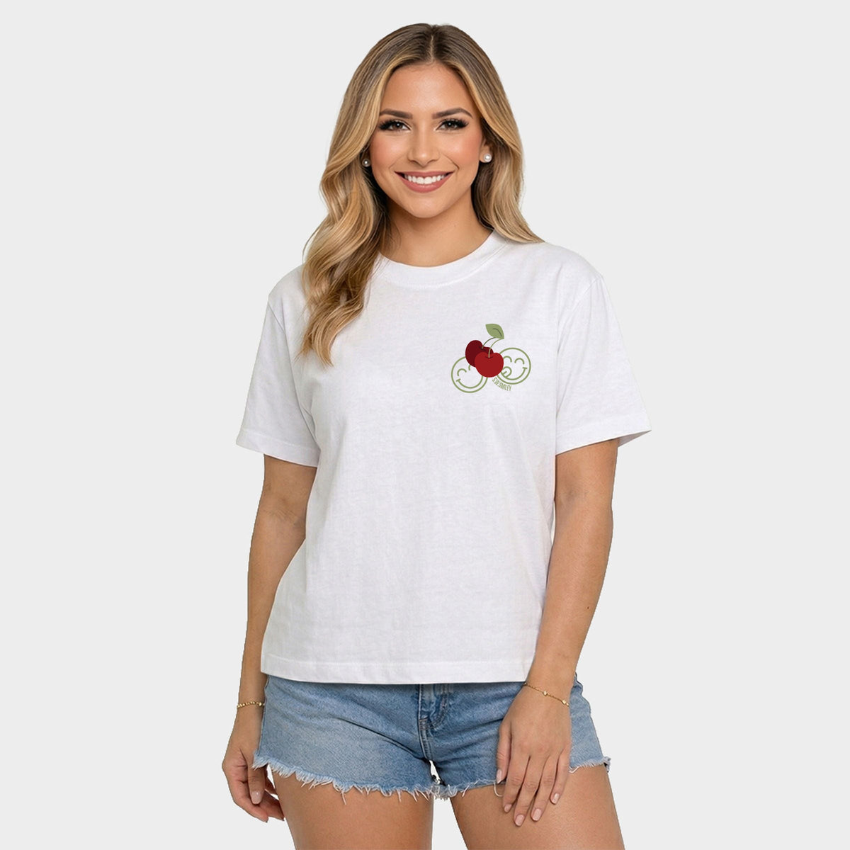 S.W.Smiley Cherry Bunch - Women's Relaxed Boxy Tee
